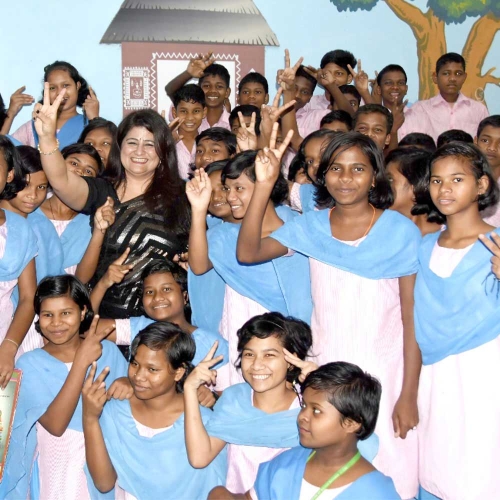 At Kalinga Institute of Social Science for a motivational session