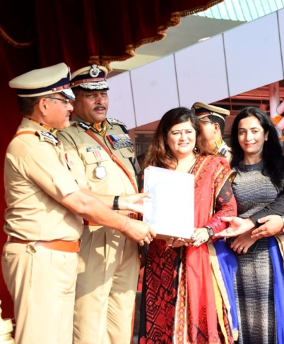 Awarded with the shield for commendable social work at the Passing out/Attestation ceremony of 594 cadres
