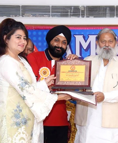 Award for outstanding social service by Sh.Anil Vig, Home Minister, Haryana
